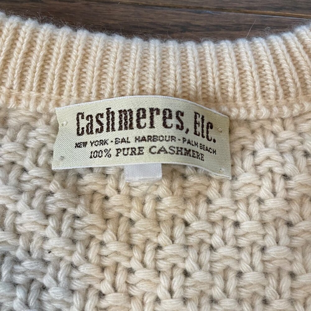 Cashmeres, Etc. 100 % Pure Cashmere sweater Over sized Large, cable knit ivory - Picture 4 of 8